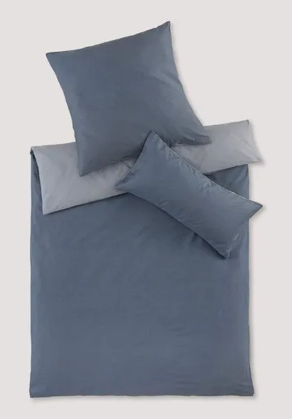 hessnatur hessnatur Satin Wende Bettwäsche-Set aus reiner Bio-Baumwolle, Stahlblau, – Produktbild 4 von 4
