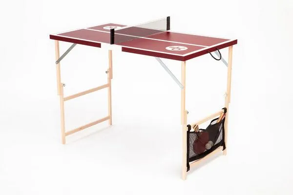 DISH TENNIS DISH TENNIS DER BURGUNDY dunkelrotfarbene Mobile Mini Tischtennisplatte - MADE IN AUSTRIA – Produktbild 1 von 4
