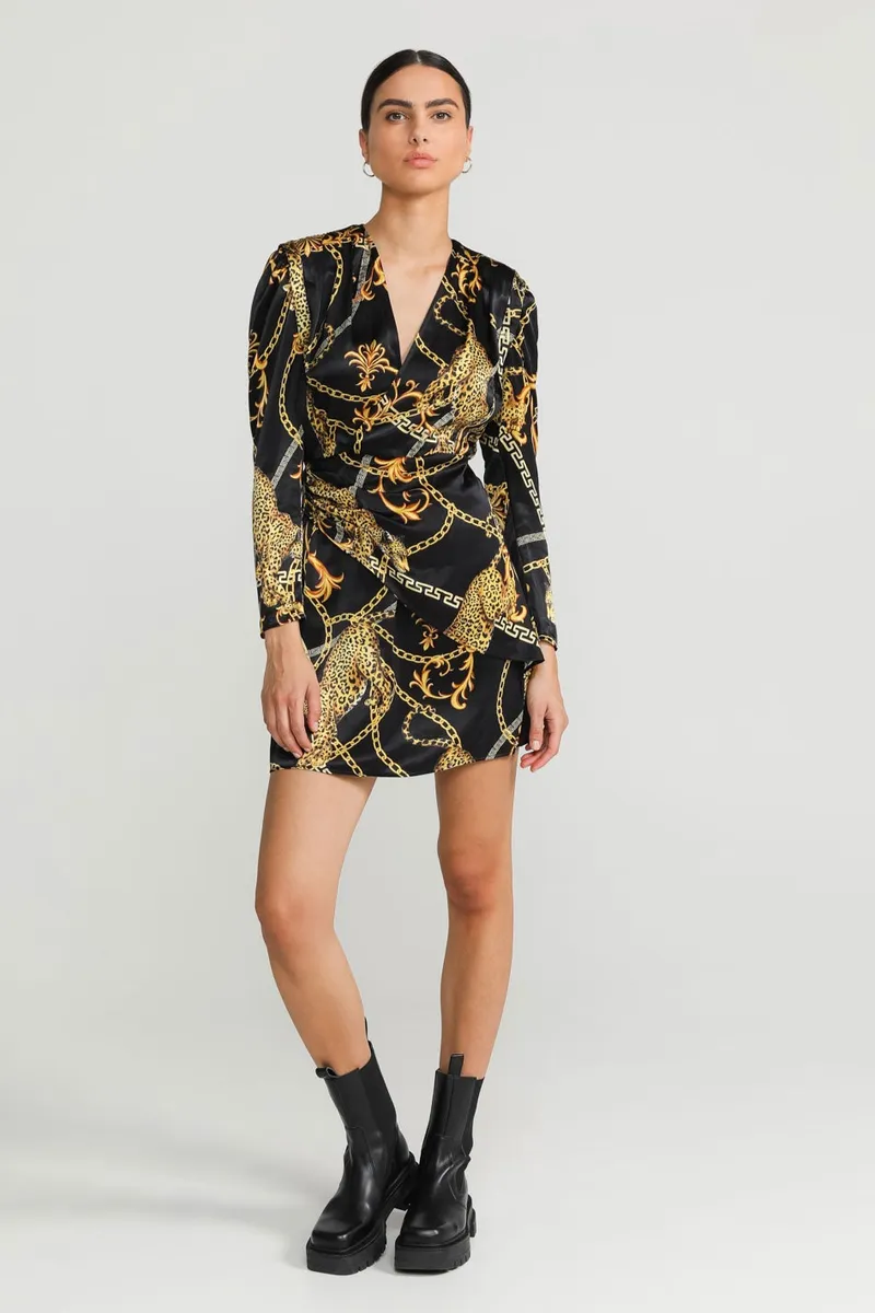 Lovjoi LOVJOI Damen vegan Kleid Emylia Jaguar Barock Schwarz, Schwarz, – Produktbild 2 von 2