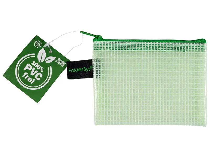 FolderSys FolderSys Kleinkram-Beutel mit Reißverschluss, DIN A7, EVA, Grün transparent, – Produktbild 1 von 1