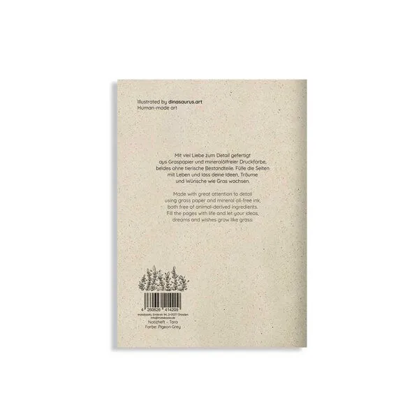 matabooks® matabooks® Notizheft A5 blanko aus Graspapier – Tara, Pigeon grey, – Produktbild 3 von 3