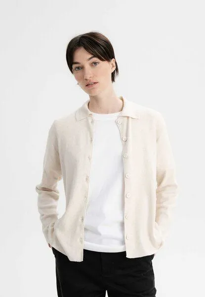 MELA Feinstrick Cardigan ULUPI | von MELA | Fairtrade & GOTS zertifiziert, Cream melange, – Produktbild 1 von 4