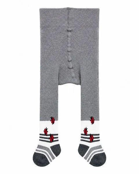 grödo grödo Baby-Strumpfhose mit Po-Motiv „Marienkäfer“ Bio Baumwolle Elasthan, Coke-catrame-weiß, – Produktbild 1 von 2