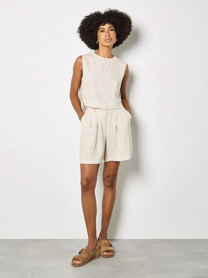 Apricot Apricot Shorts Mini-Shorts aus Leinenmischung mit Plissee-Detail, Beige, – Produktbild 2 von 5