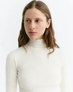 thinking mu Thinking MU Damen vegan Top Aine Gerippter Rollkragenpullover Weiß – Produktbild 1 von 1