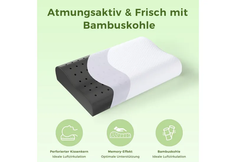Elegear Nackenstützkissen nackenkissen orthopädisch, kopfkissen nackenschmerzen, schlafkissen, Füllung: Memory Foam, Seitenschläfer, Bauchschläfer, Rückenschläfer, 55 x 35cm Ergonomisches kopfkissen mit kissenbezüge, Grau, – Produktbild 4 von 5