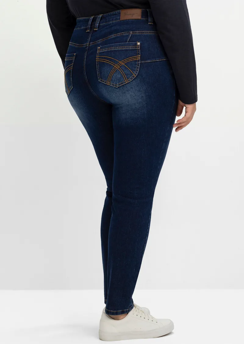 sheego Skinny Jeans, Dark blue denim, – Produktbild 2 von 2