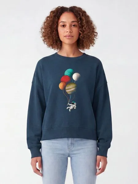 watapparel watapparel Sweatshirt Frauen Balloon Spaceman, Deep teal, – Produktbild 2 von 2