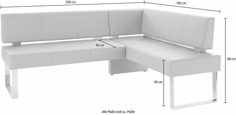 OTTO home Eckbank Rab, in 2 Breiten (180 oder 200 cm), Bezug in verschiedenen Qualitäten, Grau, – Produktbild 5 von 8