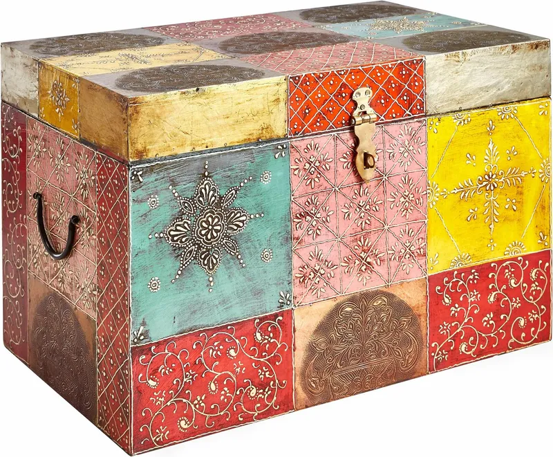 OTTO home Truhe Vivek, handbemalt, mit Metallverschluss, Bunt, – Produktbild 3 von 5