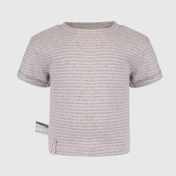 OrganicEra Baby S/S T-shirt Gestreift 'OrganicEra' aus Bio-Baumwolle, Rose melange (rose), – Produktbild 1 von 5
