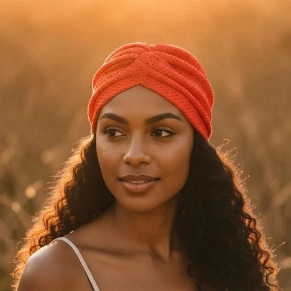 körber mode körber mode breites Haarband aus Bio Mesh Jersey Twist gerafftes Stirnband Sommer orange – Produktbild 2 von 2