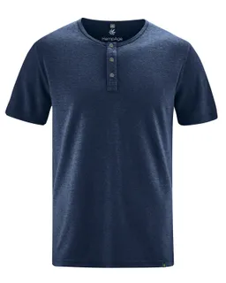 HempAge Hempage Herren vegan Einfarbiges Henley-T-Shirt In Marineblau – Produktbild 1 von 1