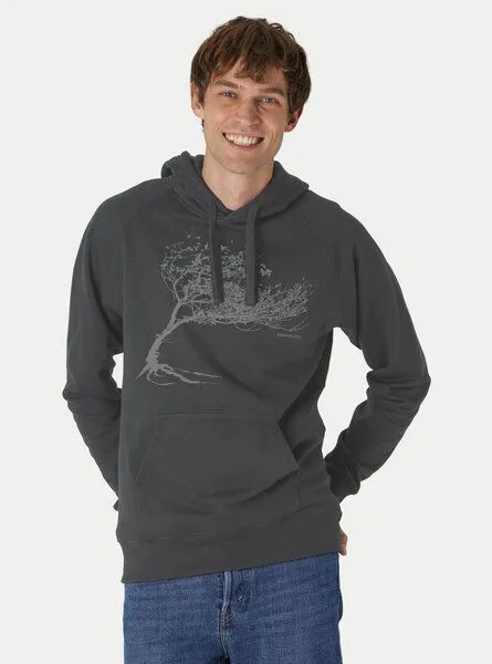 Peaces.bio - handbedruckte Biomode Peaces.bio - handbedruckte Biomode Bio-Herren-Kapuzensweater Windytree, Graphitgrau, – Produktbild 2 von 2