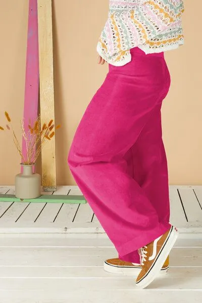 La Gitana La Gitana Damen Cordhose „Lina“ aus Stretch Bio Baumwolle, Passform: Loose Fit, Magenta, – Produktbild 1 von 3