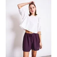 JAN N JUNE JAN N JUNE LEINEN DRAWSTRING SHORTS MARUM, Cherry lacquer, – Produktbild 1 von 1