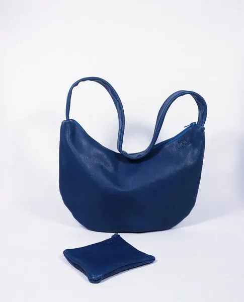 monday market monday market Handtasche Tilda aus pflanzlich gegerbtem Büffel-Leder, Blau, – Produktbild 3 von 4