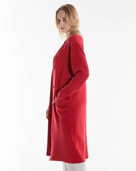 Alma & Lovis Alma & Lovis Strickmantel aus Bio-Baumwolle | Knit Coat, Scarlet (rot), – Produktbild 2 von 4