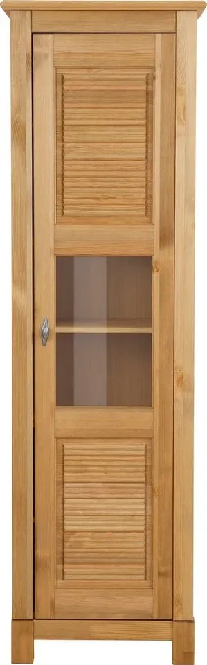 OTTO home Vitrine Rauna Vitrinenschrank, Stauraumchrank Höhe 180 cm, aus massiver Kiefer, FSC®-zertifiziert, Beige, – Produktbild 3 von 4
