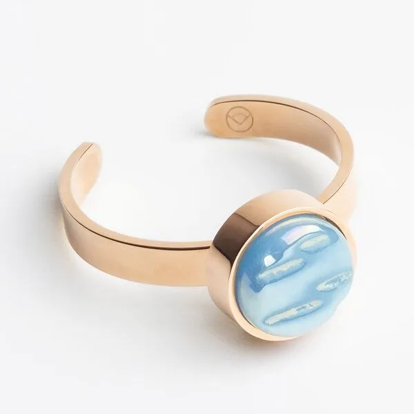 ALEXASCHA ALEXASCHA Größenverstellbarer Ring mit Stein, Azurblau, – Produktbild 1 von 4