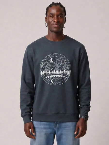 watapparel watapparel Sweatshirt Unisex Mountains by night, India ink grey, – Produktbild 2 von 2