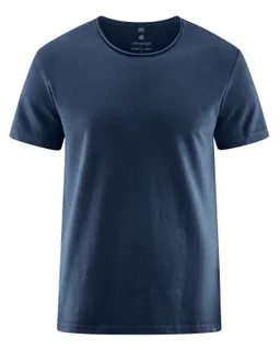 HempAge Hempage Herren vegan T-Shirt Mit Gerolltem Saum Marineblau – Produktbild 1 von 1