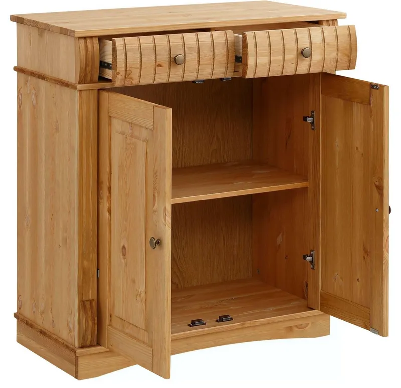 OTTO home Kommode Teresa Sideboard nur 2 Schubkästen, aus massiver Kiefer Breite 84 cm, Höhe 90 cm, FSC®, Beige, – Produktbild 1 von 5