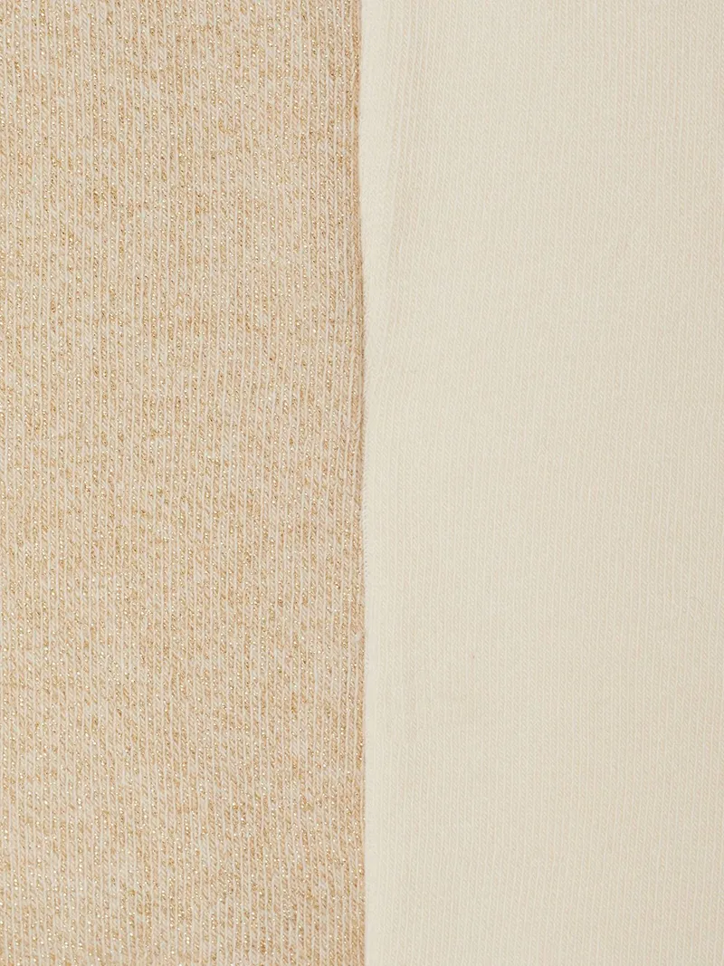Vertbaudet Vertbaudet 2er-Pack Strumpfhosen Mädchen mit Glitzer-Ripp, Pack weiß+gold, – Produktbild 2 von 2