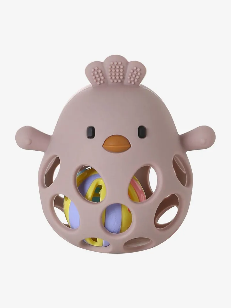 Vertbaudet Baby Rassel KÜKEN aus Silikon, Rosa, – Produktbild 2 von 2
