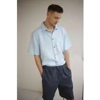 Amber Linen Amber Linen Herren vegan Hemd Cuba Himmelblau – Produktbild 1 von 1