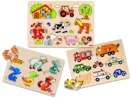 Goki goki 3 verschiedene Steckpuzzle aus Holz Mit 6, 8 und 9 Teilen – Produktbild 1 von 1