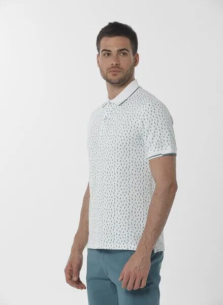ORGANICATION ORGANICATION Poloshirt aus Bio-Baumwolle mit Allover-Print, Weiß(off white), – Produktbild 3 von 4