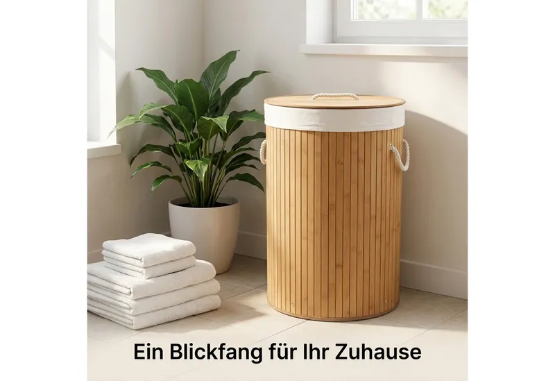 RELAXDAYS RELAXDAYS Wäschekorb Bambus rund (1 St), Braun, – Produktbild 2 von 6