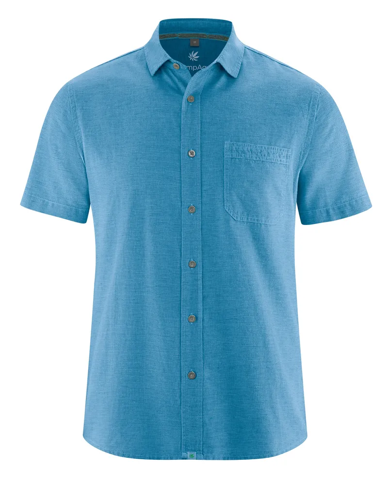 HempAge Hempage Herren vegan Kurzarm Shirt Topaz, Blau, – Produktbild 1 von 2