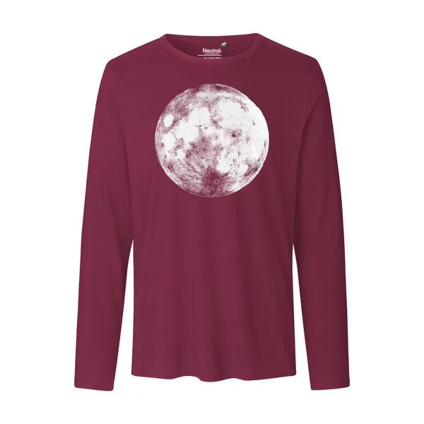 HANDGEDRUCKT HANDGEDRUCKT "Supermond" Männer Longsleeve, Bordeaux, – Produktbild 2 von 3