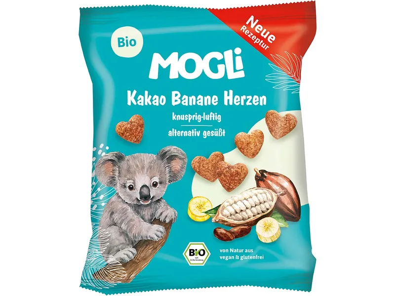 MOGLi MOGLi Bio-Kakao-Banane Herzen aus Maisgrieß, 30 g – Produktbild 1 von 1