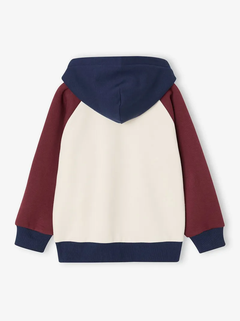 Vertbaudet Vertbaudet Kapuzensweatshirt Jungen Colorblock, Bordeaux, – Produktbild 2 von 6