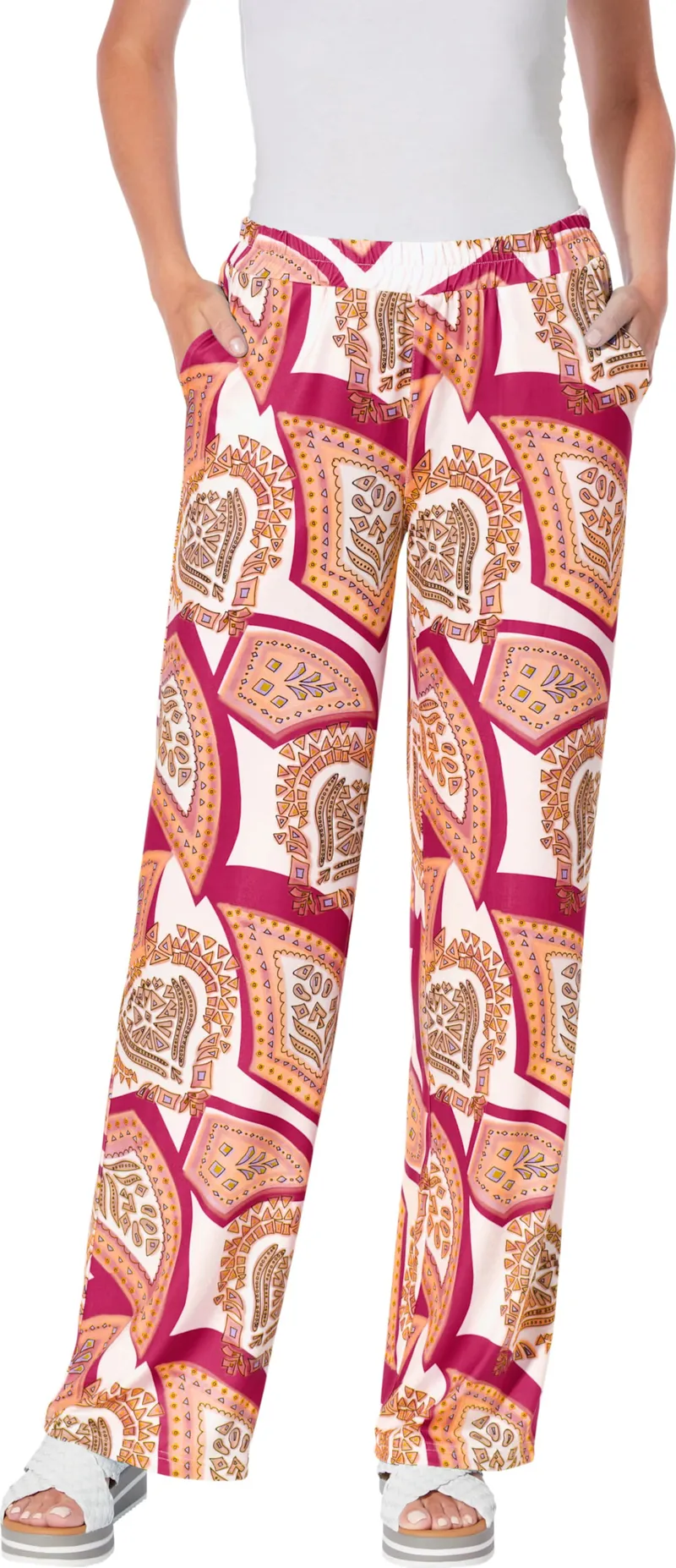 heine Schlupfhose pink-ecru-bedruckt, Pink-ecru-bedruckt, – Produktbild 3 von 3