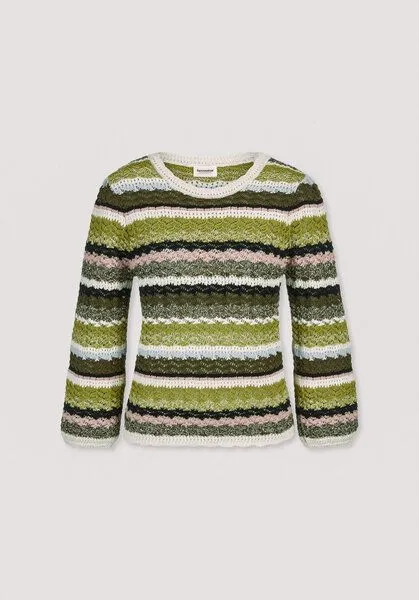 hessnatur hessnatur Strick Pullover Regular aus reiner Baumwolle, Sommermoos, – Produktbild 4 von 4