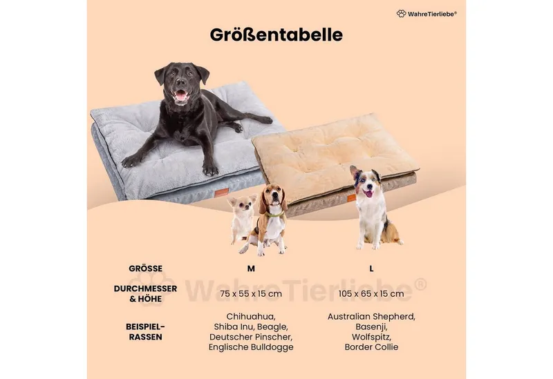 Wahre Tierliebe Tierbett - Premium Hunde Kissen "Easy" - orthopädisch und flauschig -, 100% Polyester, Braun, – Produktbild 4 von 5