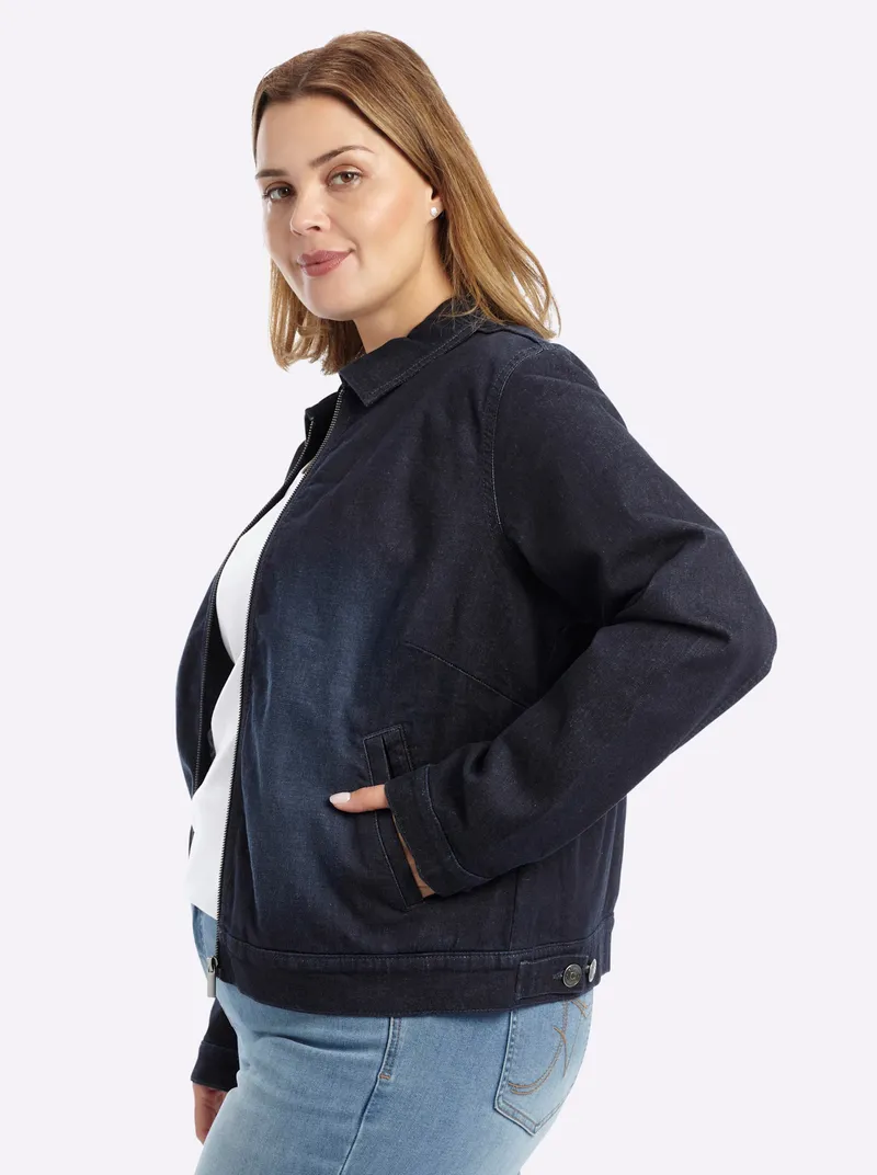 sheego Jeansjacke, Dark blue, – Produktbild 1 von 2