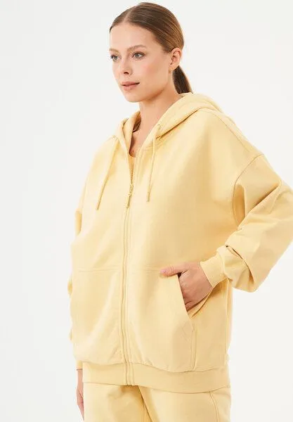 ORGANICATION ORGANICATION ESSENTIALS-JALE- Soft Touch Sweatjacke aus Bio-Baumwolle, Soft yellow, – Produktbild 3 von 4