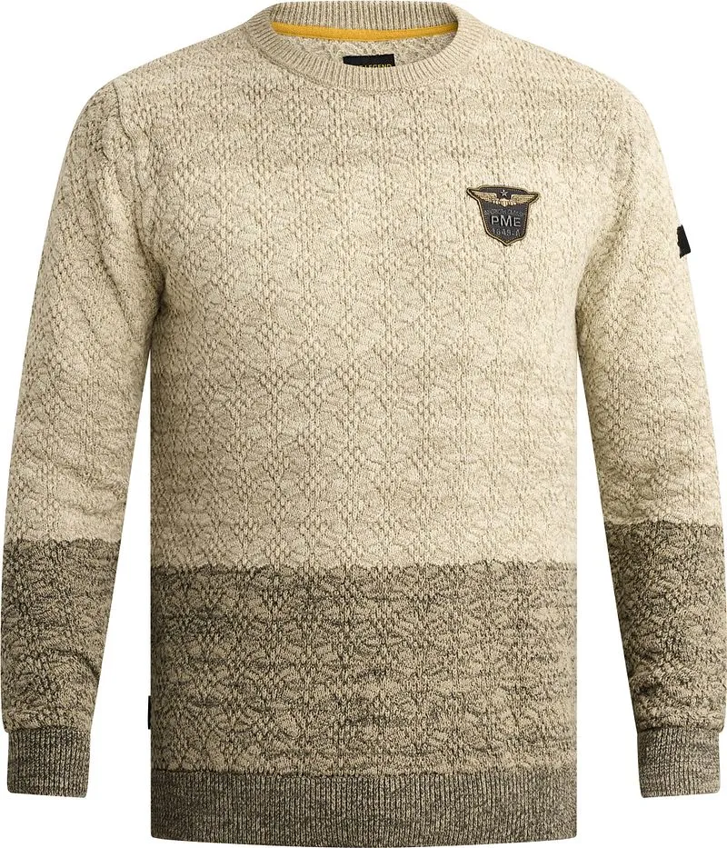 PME Legend PME Legend Streifenpullover Rundhals Beige - Größe M, Beige, – Produktbild 2 von 5