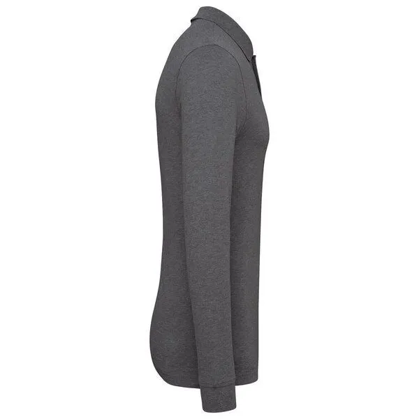 YTWOO YTWOO Herren Piqué-Polo Langarm, Grey heather, – Produktbild 3 von 3