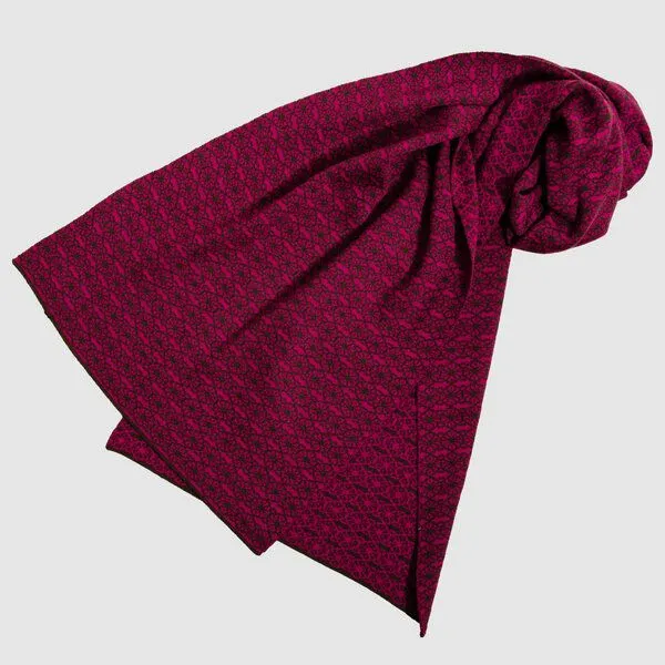 LANARTO slow fashion LANARTO slow fashion Schal Muster 'Blüte' zweifarbig gestrickt aus mulesingfreier Merinowolle, Fuchsia, – Produktbild 2 von 3
