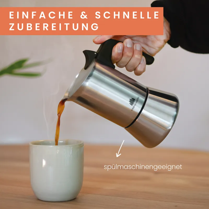 GROENENBERG GROENENBERG Edelstahl Espressokocher 4 Tassen (200 ml) | Induktion geeignet – Produktbild 1 von 6