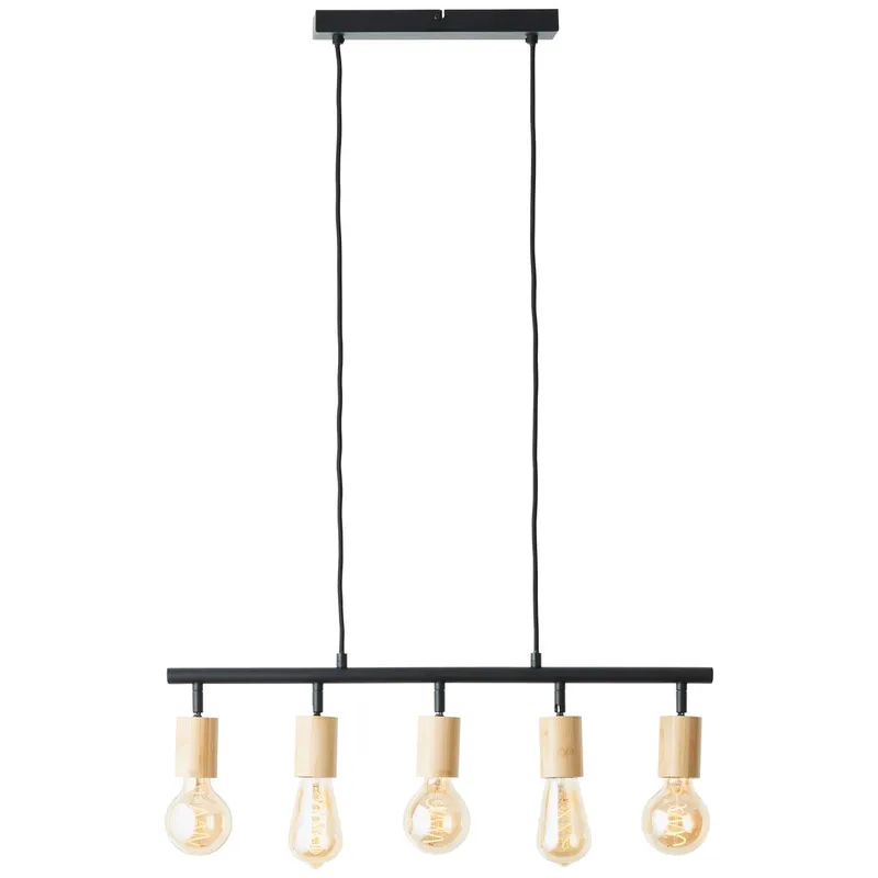 Brilliant Brilliant Tiffany Hängelampe, 90 x 63 cm, E27, höhenverstellbar, Metall/Bambus, Schwarz, – Produktbild 1 von 1