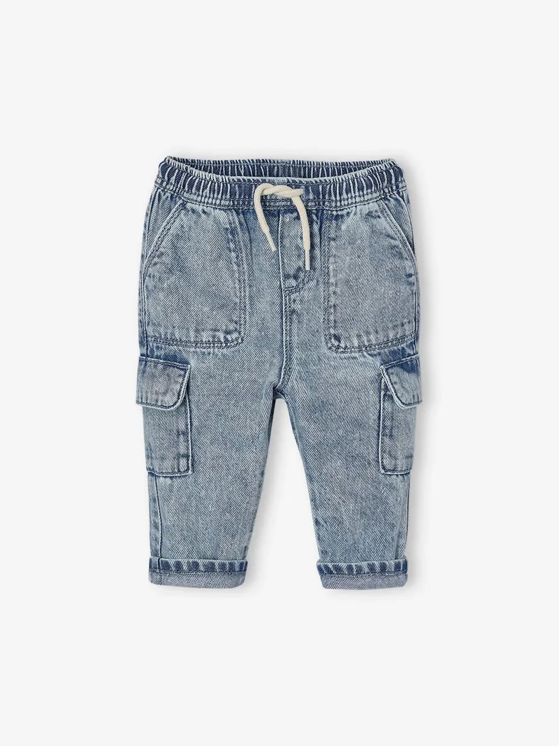 Vertbaudet Baby Cargojeans mit Dehnbund, Double stone, – Produktbild 1 von 3
