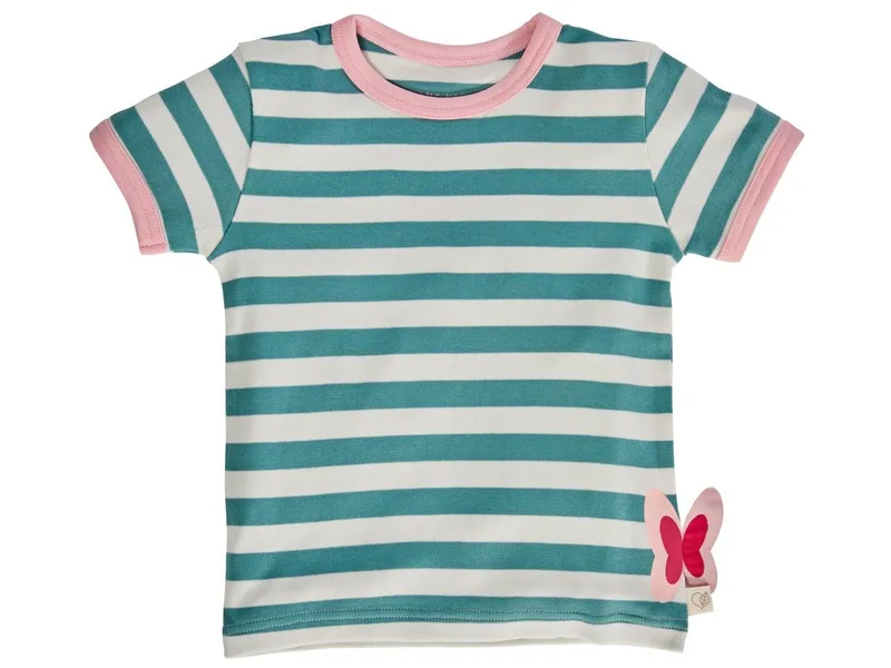 HANS NATUR Kinder T-Shirt Bio-Baumwolle grün-off white Gr.122/128, Grün, mehrfarbig, – Produktbild 1 von 2