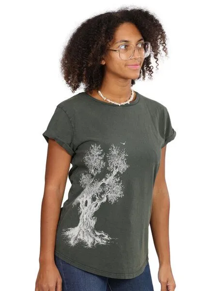 Life-Tree Life-Tree Organic Fairwear Shirt Women Olive Tree, Grün, – Produktbild 3 von 4
